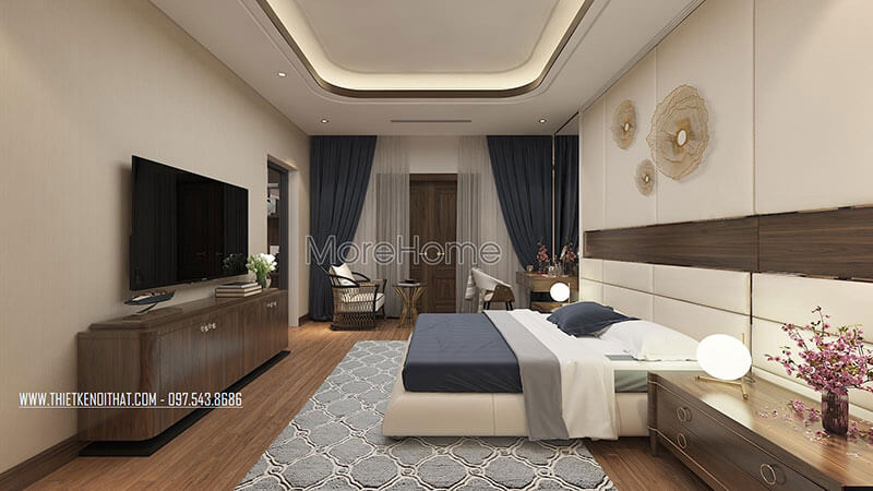 Thiết kế nội thất phòng ngủ hiện đại cho nhà phố maison du park Phạm Văn Đồng