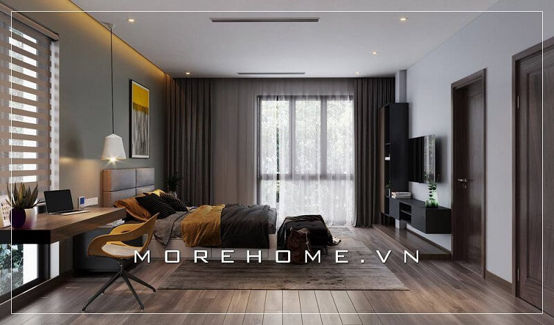 Làm thế nào để có 1 căn phòng ngủ hiện đại, trẻ trung, hãy khám pha ngay mẫu thiết kế nội thất phòng ngủ đẹp với các phối màu không gian ấn tượng hài hòa được tạo bởi KTS MoreHome