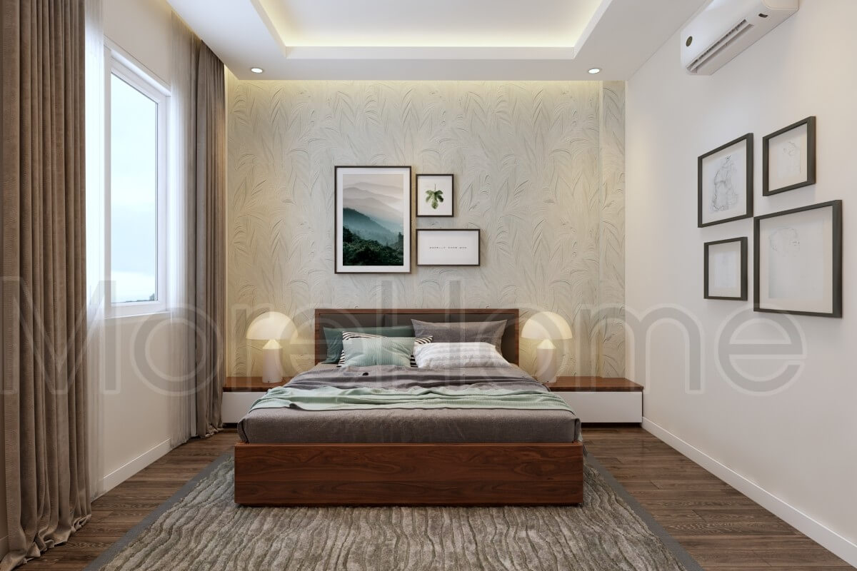 Thiết kế nội thất phòng ngủ nhỏ đơn giản, không quá cầu kỳ nhưng toát lên được sức hút khi bước vào căn phòng Thiết kế chung cư