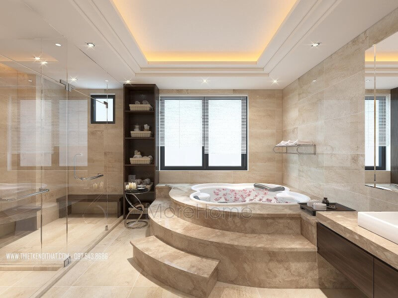 Nội thất phòng tắm hiện đại với thiết kế ấn tượng, thu hút bởi vẻ đẹp sang trọng và tiện nghi cho nhà phốchung cư
