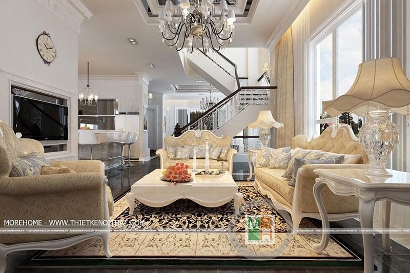 Thiết kế nội thất phong cách tân cổ điển sang trọng, đẳng cấp cho nhà biệt thự thiết kế biệt thự