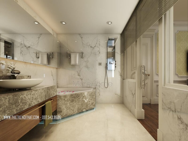 Thiết kế nội tất phòng tắm chung cư phong cách hiện đại, sang trọng