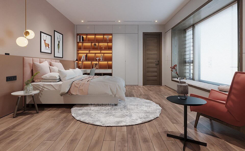 Thiết kế nội thất phòng ngủ cho bé gái với gam màu hồng dễ thương