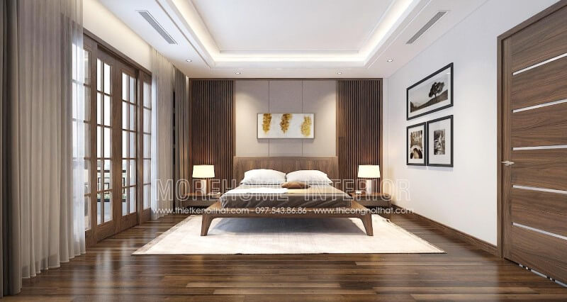 Thiết kế giường ngủ gỗ óc chó hiện đại đẹp cho không gian phòng ngủ