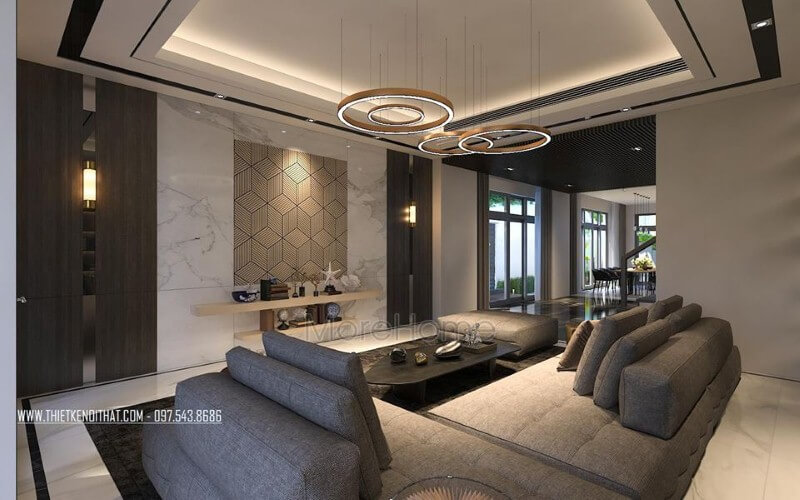 Kệ trang trí tường đẹp, sang trọng cho phòng khách biệt thự, nhà phố. Thiết kế nội thất