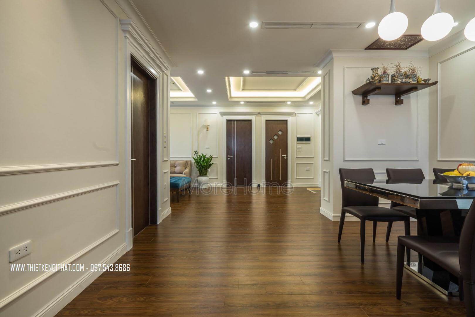 Không gian phòng khách dành khu vực trang nghiêm yên tĩnh cho bàn thờ gia tiên Thiết kế nội thất phòng tắm chung cư