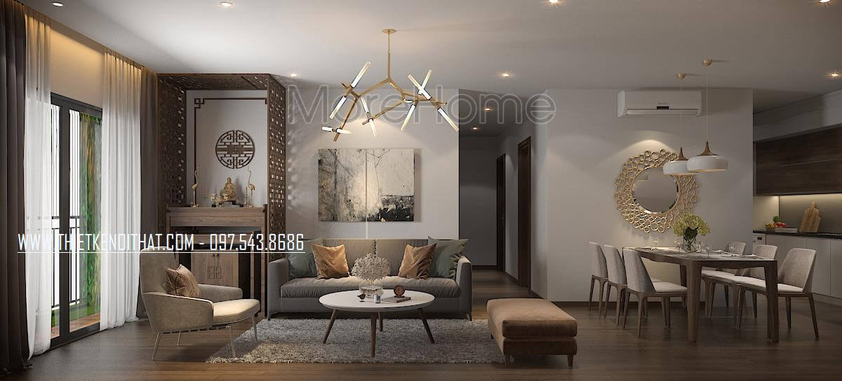 Thiết kế nội thất chung cư với nội thất phòng khách thiết kế hiện đại, sang trọng. Nội thất bố trí gọn gàng. Thiết kế nội thất phòng tắm chung cư