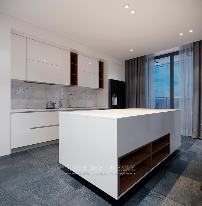Ấn tượng và lạ mắt với mẫu thiết kế nội thất phòng bếp chung cư hiện đại Nội thất phòng bếp căn hộ hiện đại