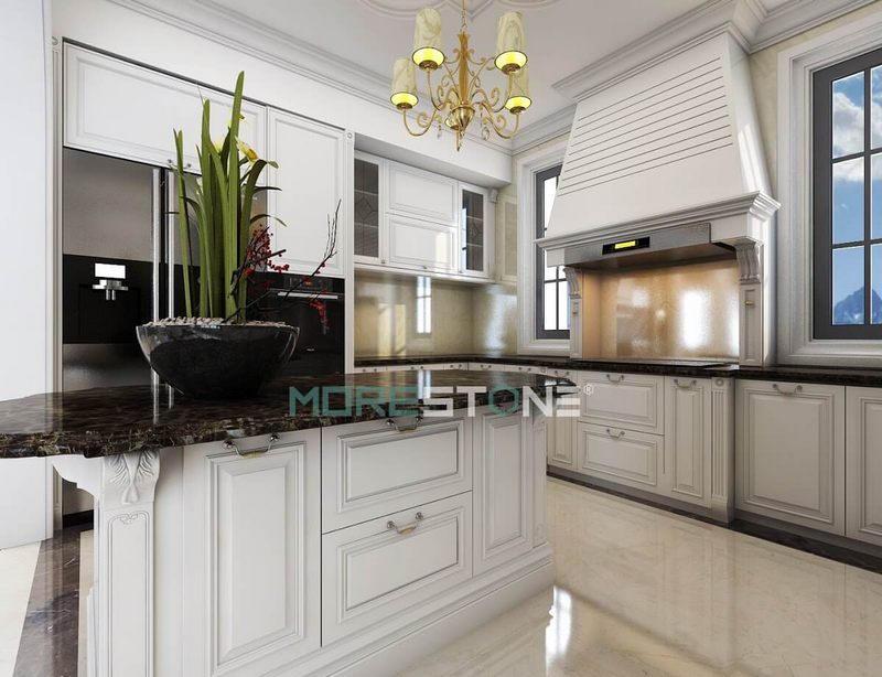 Thiết kế phòng bếp có không gian mở theo phong cách tân cổ điển sang trọng đã làm cho mọi người mê mẩn, đặc biệt là cho các biệt thự và chung cư.