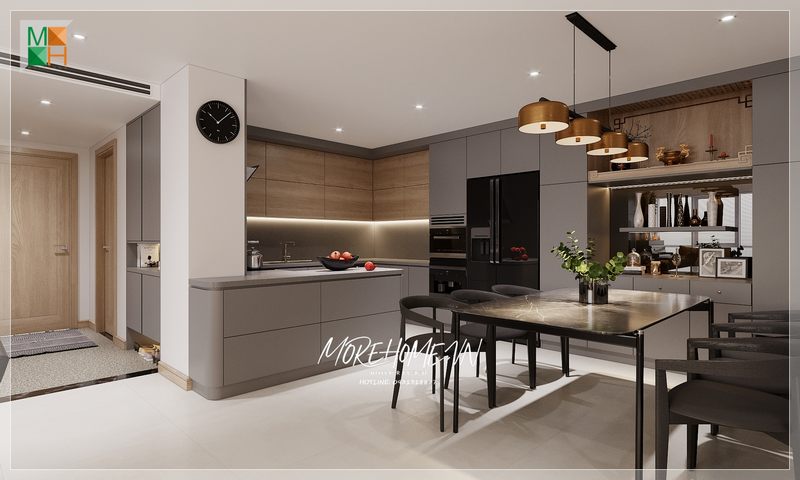 Bộ bàn ăn mặt đá đẹp sang trọng góp phần tạo nên một không gian gia đình đoàn tụ ấm áp và hạnh phúc.